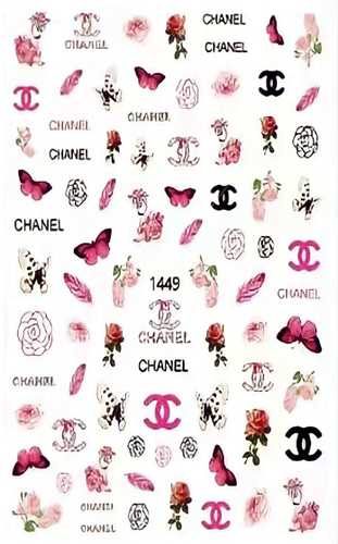 Nail Stickers - Brand Name & Logo CC & Floer, Butterfly Pink / Multi-Colour 3